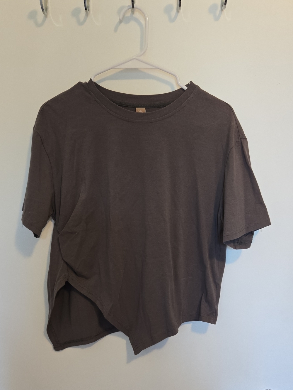3 For $10 Relaxed Short Sleeve Asymmetric Tee - Charcoal Brown